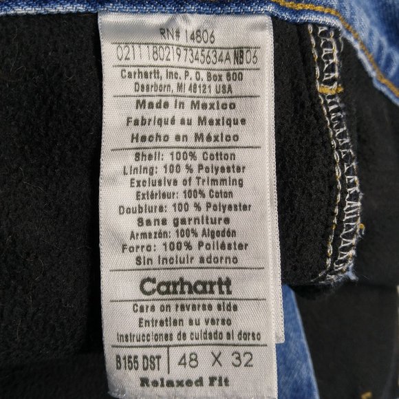 SOLD Carhartt Relaxed Fit Jeans Men's 48x32 Fleece Lined B929 - Picture 8 of 13